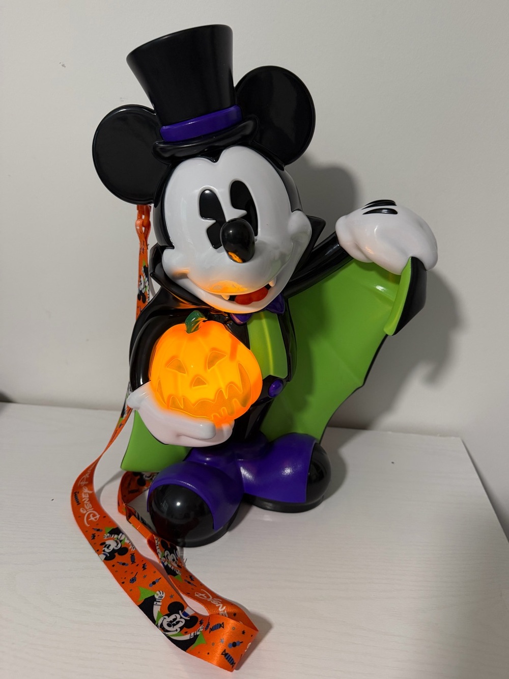 2026 Disney Parks Mickey Mouse Vampire Halloween Popcorn Bucket with Lanyard